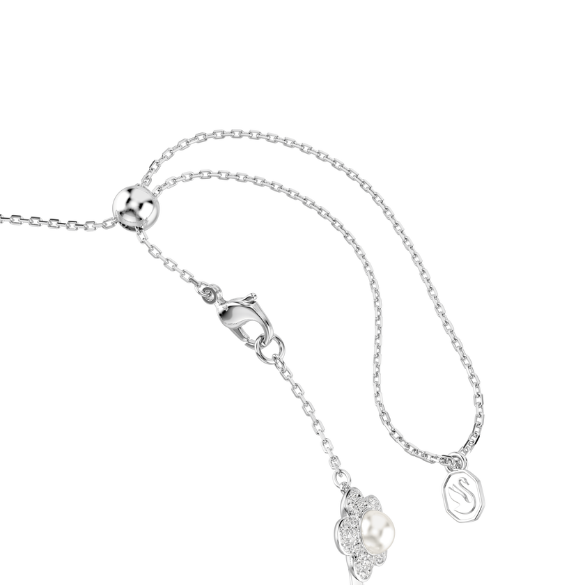 عقد شوكر ariana grande x swarovski، لآلئ كريستال، قطع مستدير، لون أبيض، طلاء روديوم