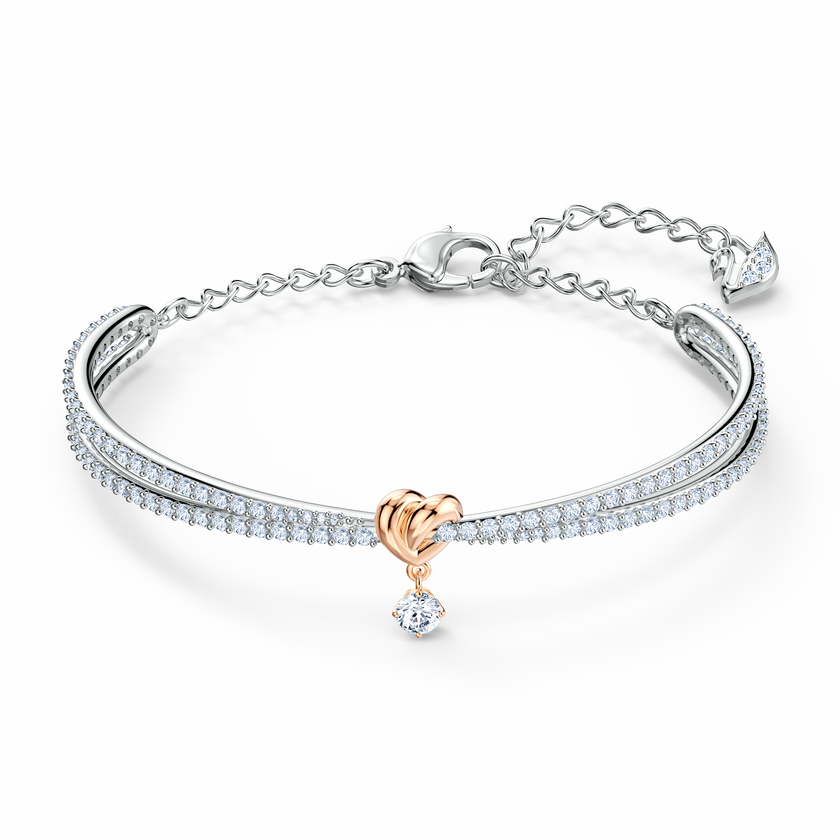 swarovski سوار lifelong على شكل قلب، لون أبيض، لمسة نهائية من معادن مختلطة