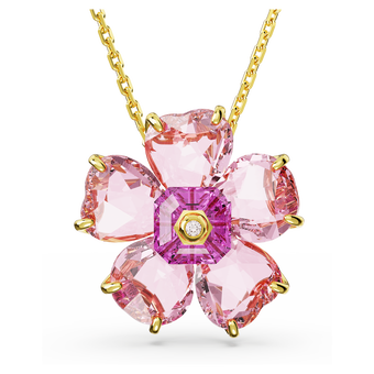 عقد Idyllia، على شكل زهرة، لون وردي، طلاء بلون ذهبي swarovski عقد idyllia، على شكل زهرة، لون وردي، طلاء بلون ذهبي