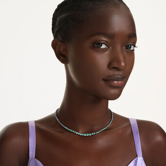 swarovski عقد matrix tennis، قطع مستدير متدرج، ألوان متعددة، طلاء روثينيوم