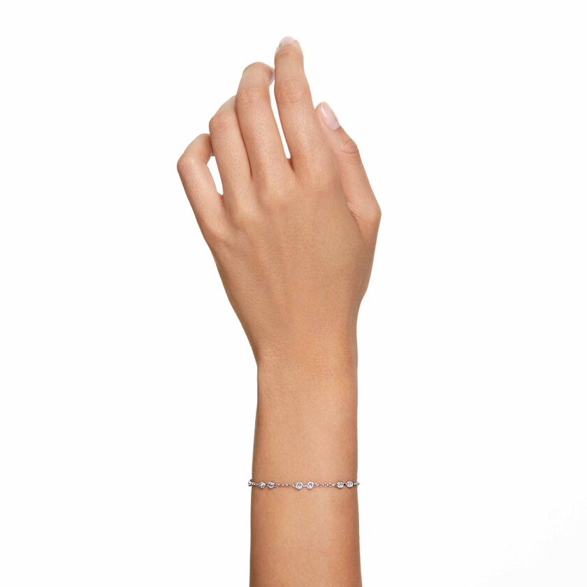 swarovski سوار منسدل من مجموعة remix collection من سواروفسكي، قطع مستدير، لون أبيض، طلاء روديوم