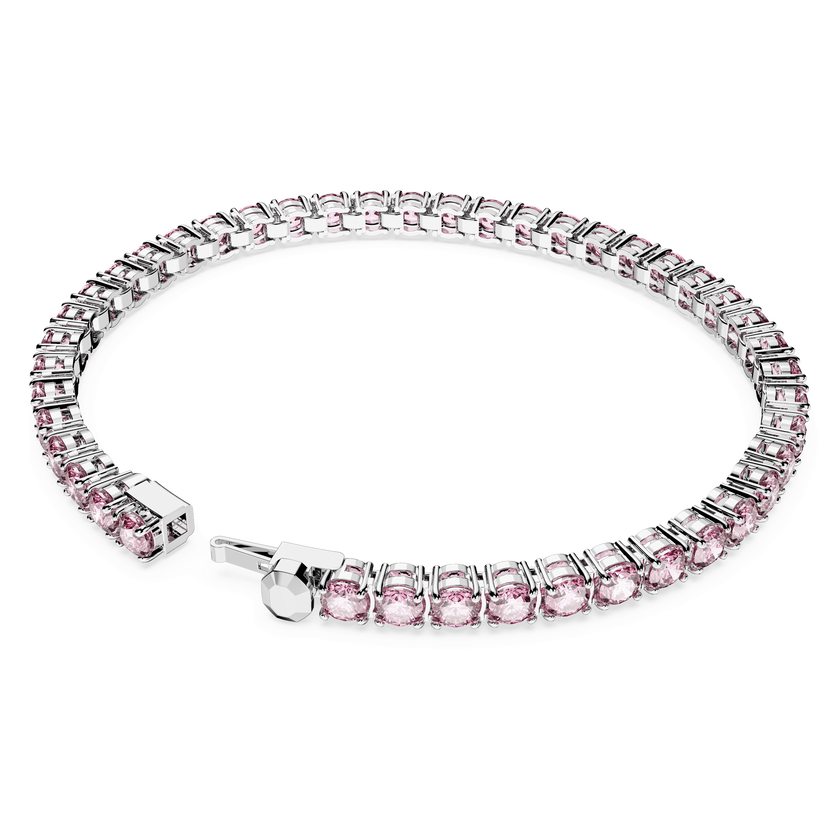 swarovski سوار matrix tennis، قطع مُستدير، لون وردي، طلاء روديوم