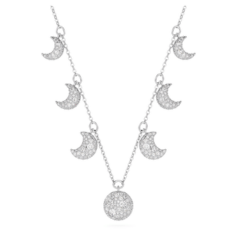 swarovski عقد شوكر sublima، على شكل هلال، لون أبيض، طلاء روديوم