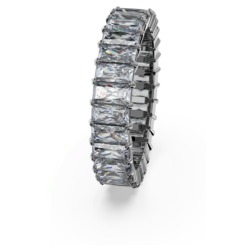 swarovski خاتم matrix، قطع باغيت، لون رمادي، طلاء روثينيوم