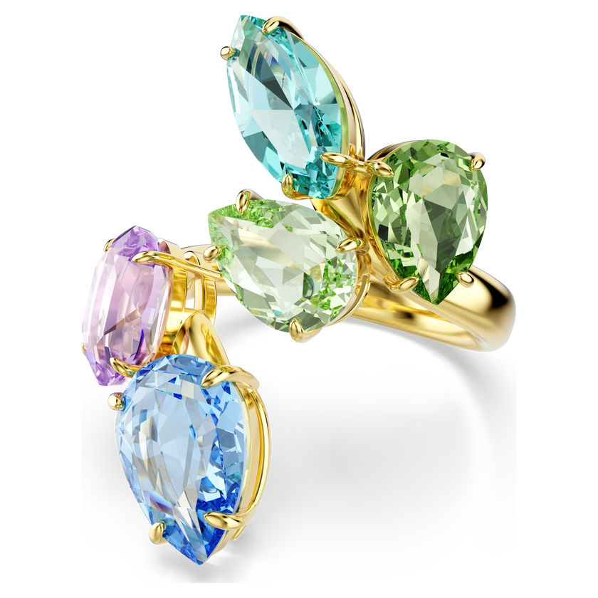 swarovski خاتم موتيف gema، قطع متنوع، ألوان متعددة، طلاء باللون الذهبي