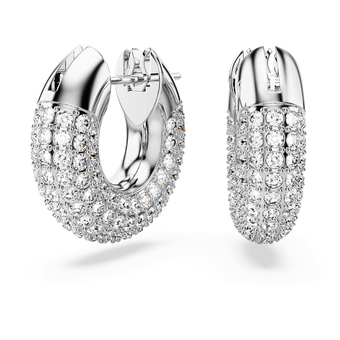 swarovski أقراط حلقية dextera، حجم صغير، طلاء روديوم