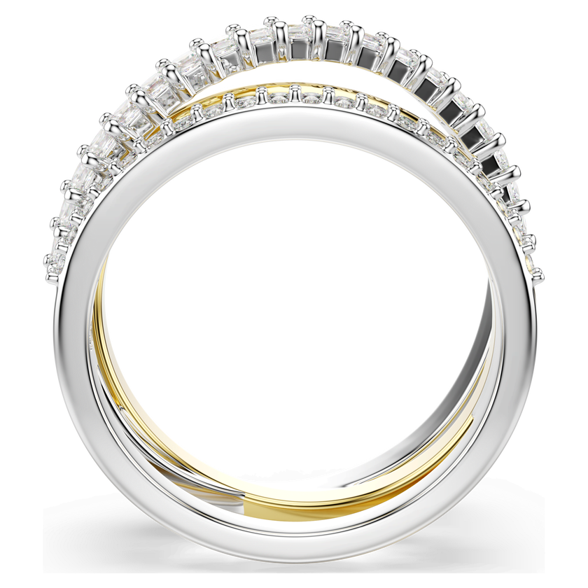 swarovski خاتم hyperbola، قطع متنوع، لون أبيض، لمسة نهائية من معادن مختلطة