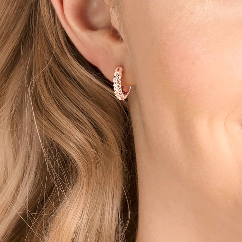 swarovski أقراط  stone  للأذن  المثقوبة،  صغيرة،  لون وردي،  طلاء ذهبي وردي
