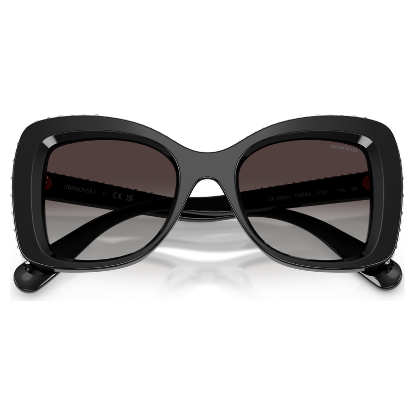 swarovski نظارة شمسية، شكل فراشة، sk6062u، لون أسود