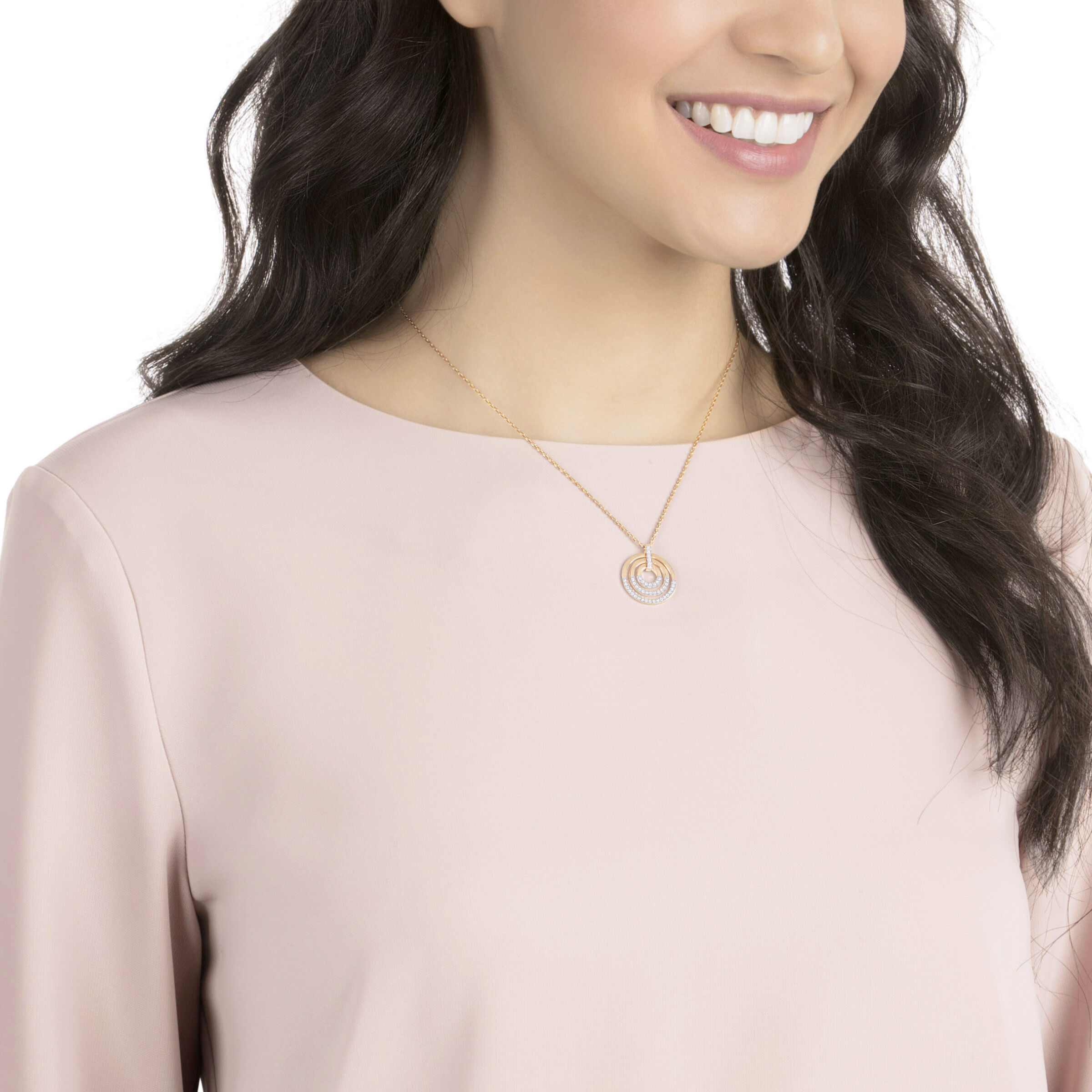 swarovski قلادة circle، شكل مستدير، لون أبيض، لمسة نهائية من معادن مختلطة