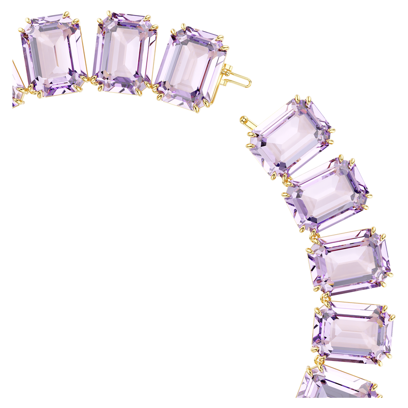 swarovski عقد millenia tennis، قطع مُثَمَّن، لون أرجواني، طلاء باللون الذهبي
