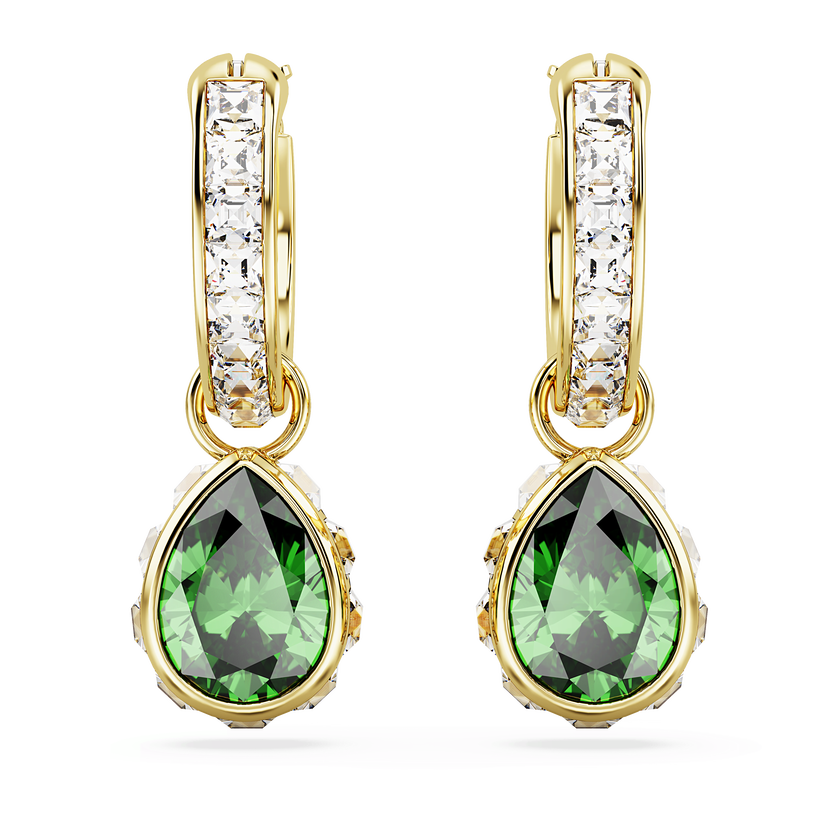 swarovski أقراط متدلية chroma، على شكل كمثرى، لون أخضر، طلاء بلون ذهبي