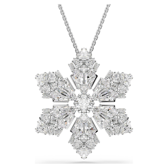 swarovski قلادة وبروش idyllia، قطع متنوع، ندفة ثلج، لون أبيض، طلاء روديوم