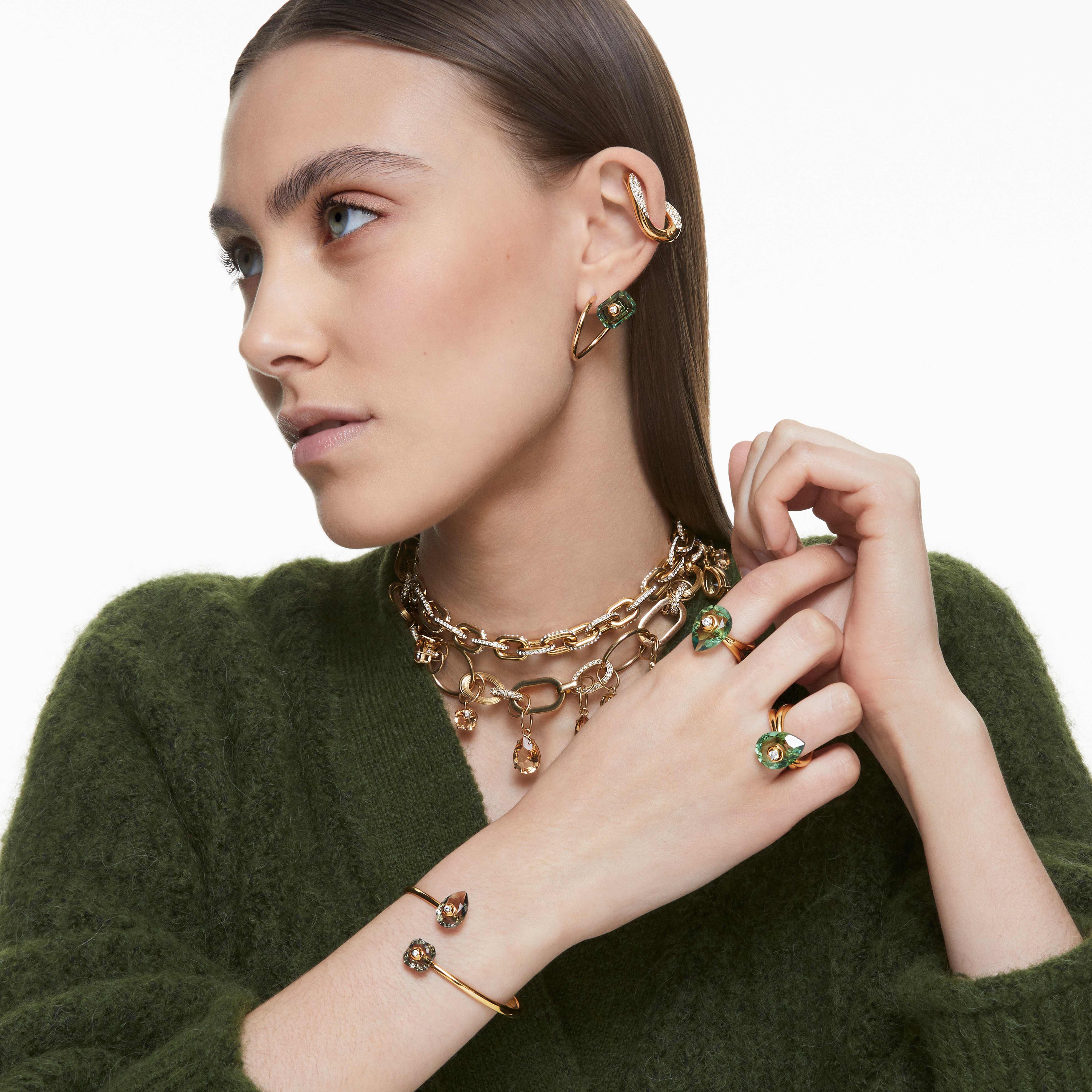 swarovski سوار studiosa، لون رمادي، طلاء باللون الذهبي