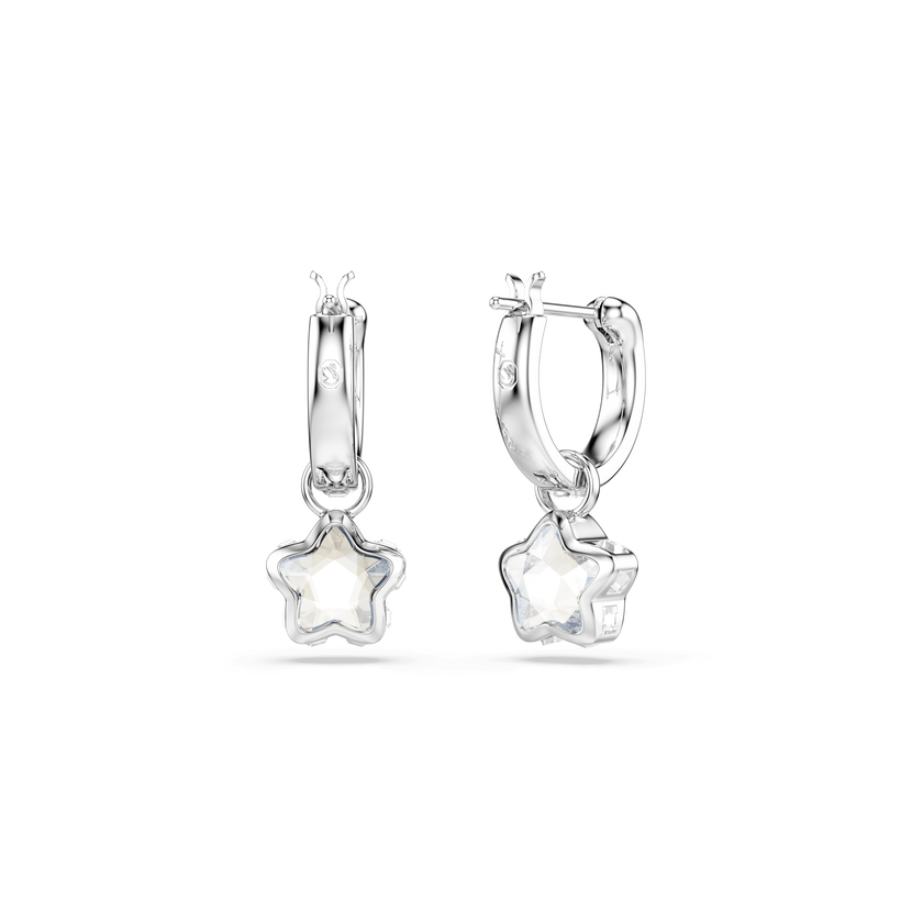swarovski أقراط متدلية chroma، قطع متنوع، نجمة، لون أبيض، طلاء روديوم