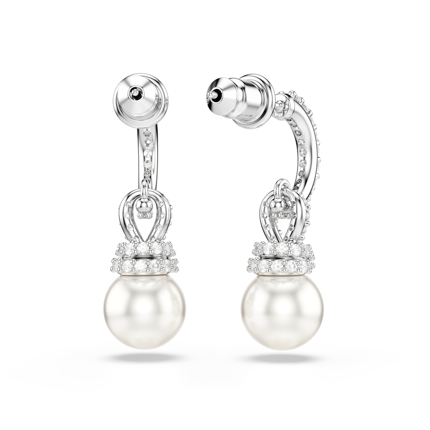 swarovski أقراط متدلية originally، لآلئ كريستال، أحجار كريستال صغيرة متراصة، لون أبيض، طلاء روديوم