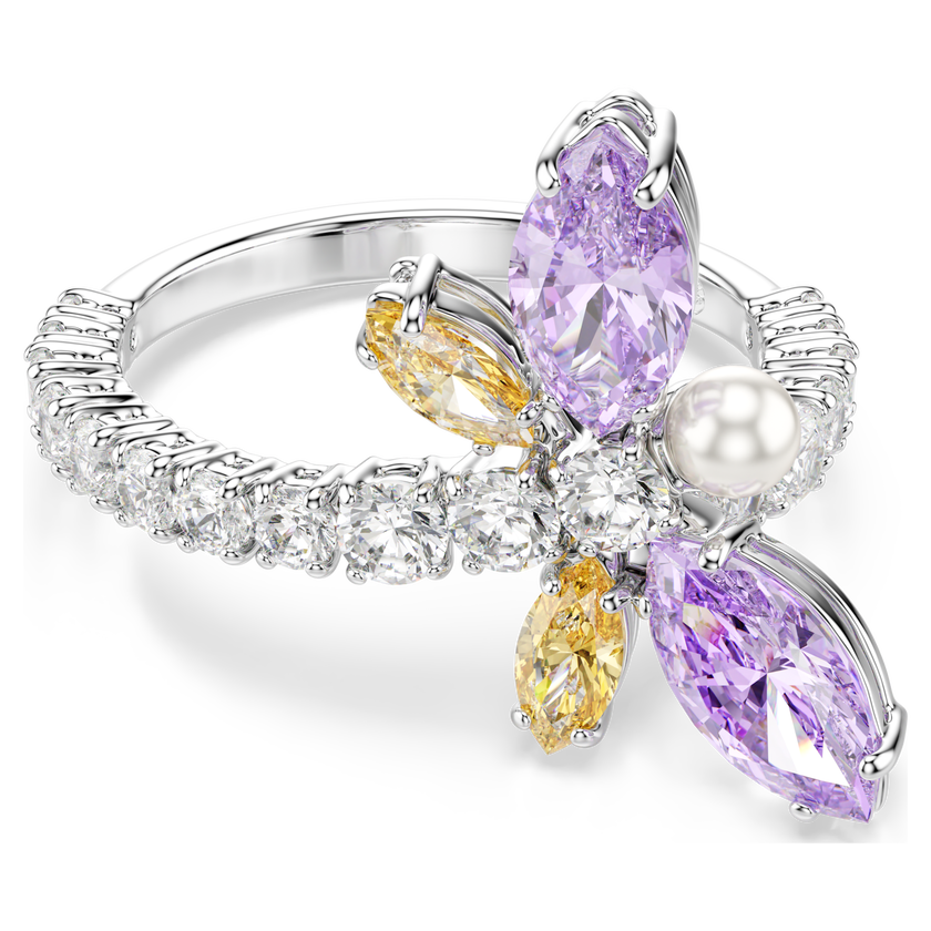خاتم موتيف ariana grande x swarovski، قطع متنوع، شكل يعسوب، ألوان متعددة، طلاء روديوم