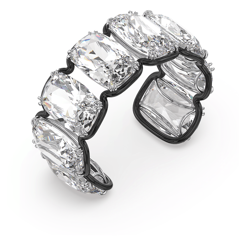 swarovski سوار عريض harmonia، مزدان بالكريستال العائم الكبير الحجم، لون أبيض، لمسة نهائية من معادن مختلطة