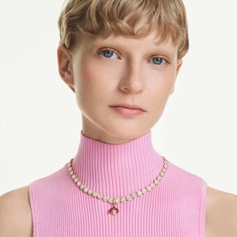 swarovski حلية idyllia، قطع متنوع، شكل دعسوقة، لون أحمر، طلاء باللون الذهبي