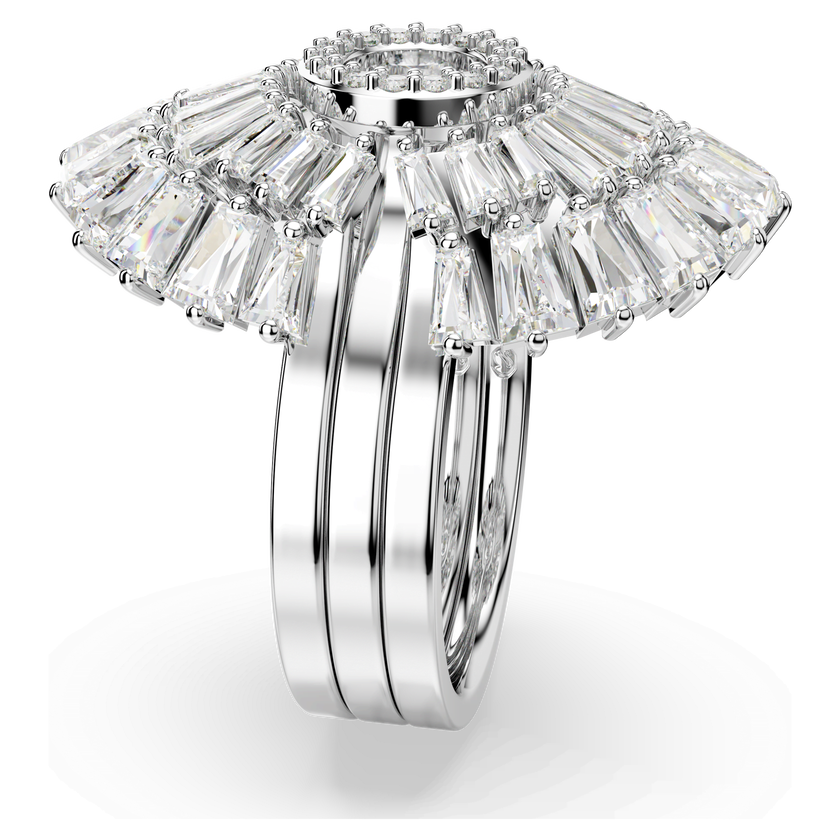 swarovski خاتم idyllia، طقم مكون من 3 قطع، قطع متنوع، على شكل صدفة، لون أبيض، طلاء روديوم