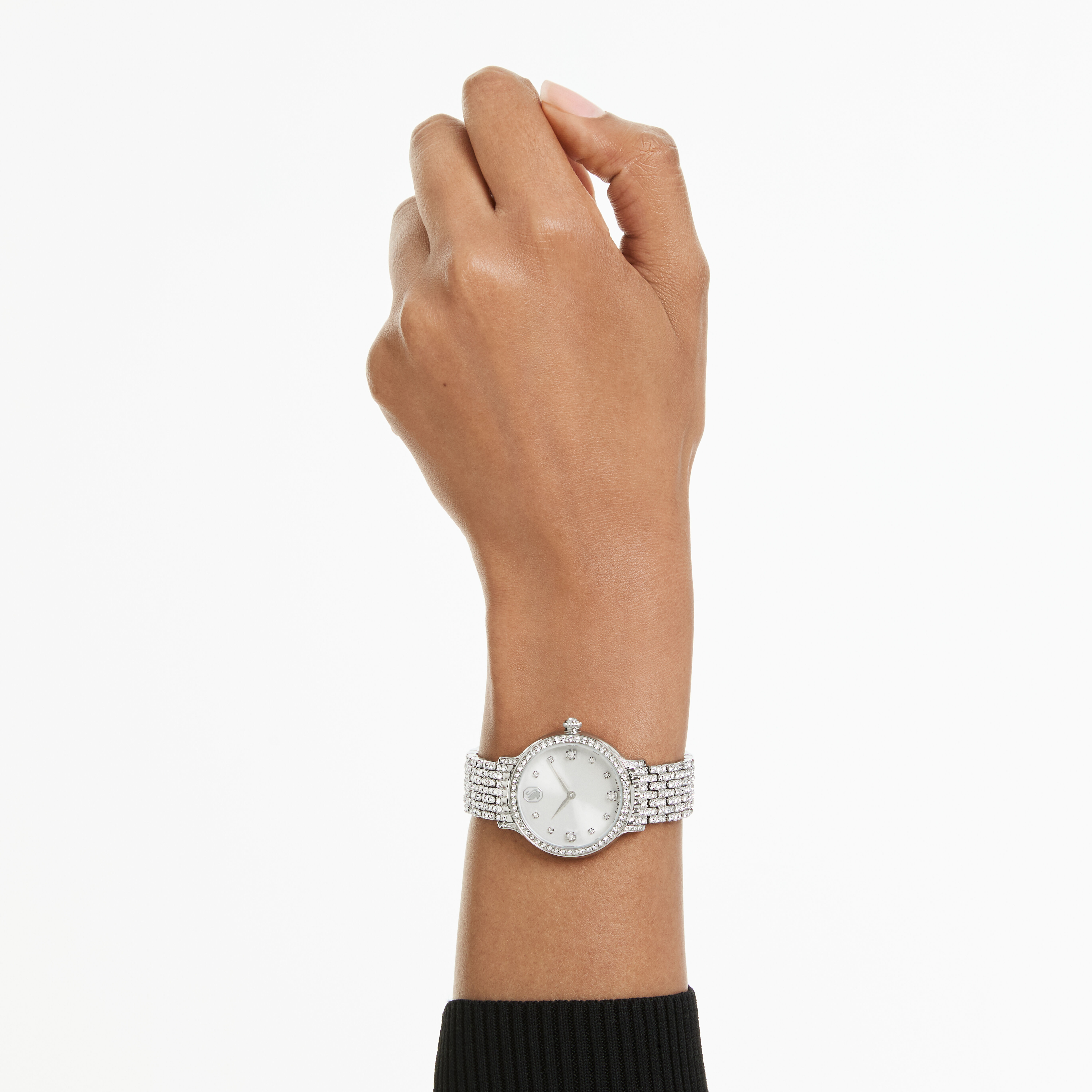 swarovski ساعة imber، صناعة سويسرية، سوار معدني، لون فضي، ستانلس ستيل