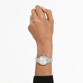 swarovski ساعة imber، صناعة سويسرية، سوار معدني، لون فضي، ستانلس ستيل