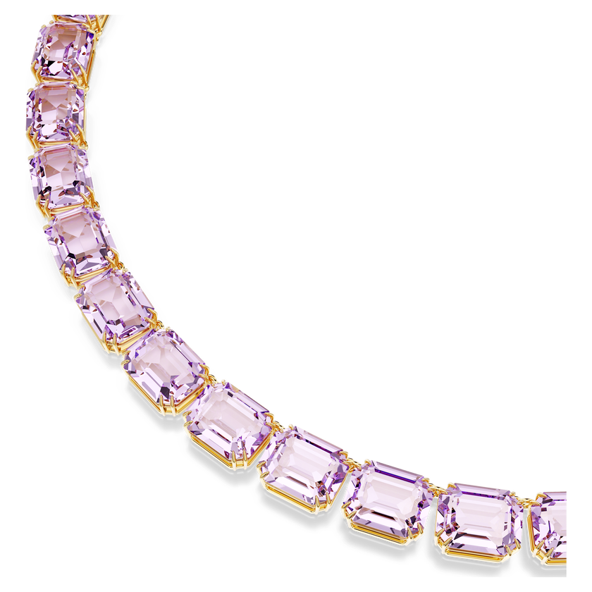 swarovski عقد millenia tennis، قطع مُثَمَّن، لون أرجواني، طلاء باللون الذهبي