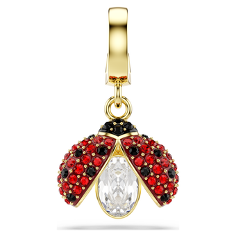 swarovski حلية idyllia، قطع متنوع، شكل دعسوقة، لون أحمر، طلاء باللون الذهبي