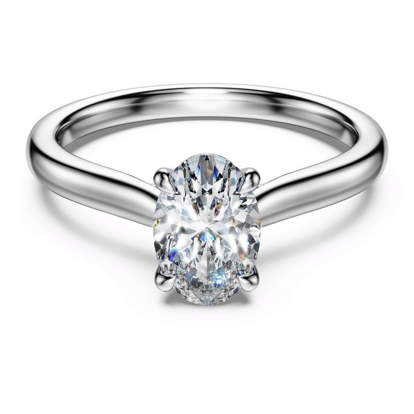 swarovski خاتم سوليتير eternity، ألماس مُصنع في المختبر بإجمالي 1 قيراط، شكل بيضاوي، ذهب أبيض عيار 18