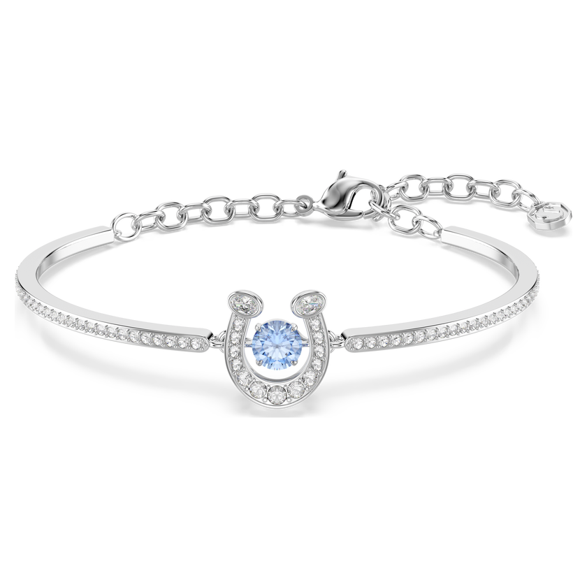 swarovski سوار symbolica، قطع مستدير، أحجار كريستال صغيرة متراصة، شكل حدوة حصان، لون أزرق، طلاء روديوم