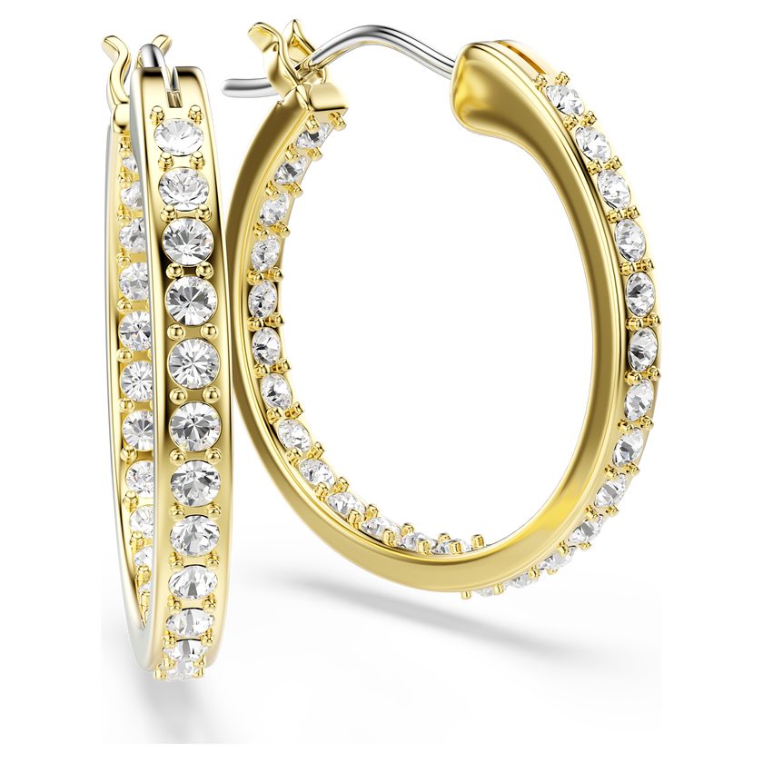 swarovski أقراط حلقية sommerset، حجم صغير، لون أبيض، طلاء باللون الذهبي