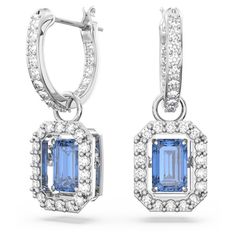 swarovski أقراط متدلية una، قطع مُثَمَّن، لون أزرق، طلاء روديوم