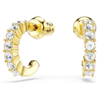 swarovski أقراط حلقية mini hoop، قطع مستدير، لون أبيض، طلاء باللون الذهبي