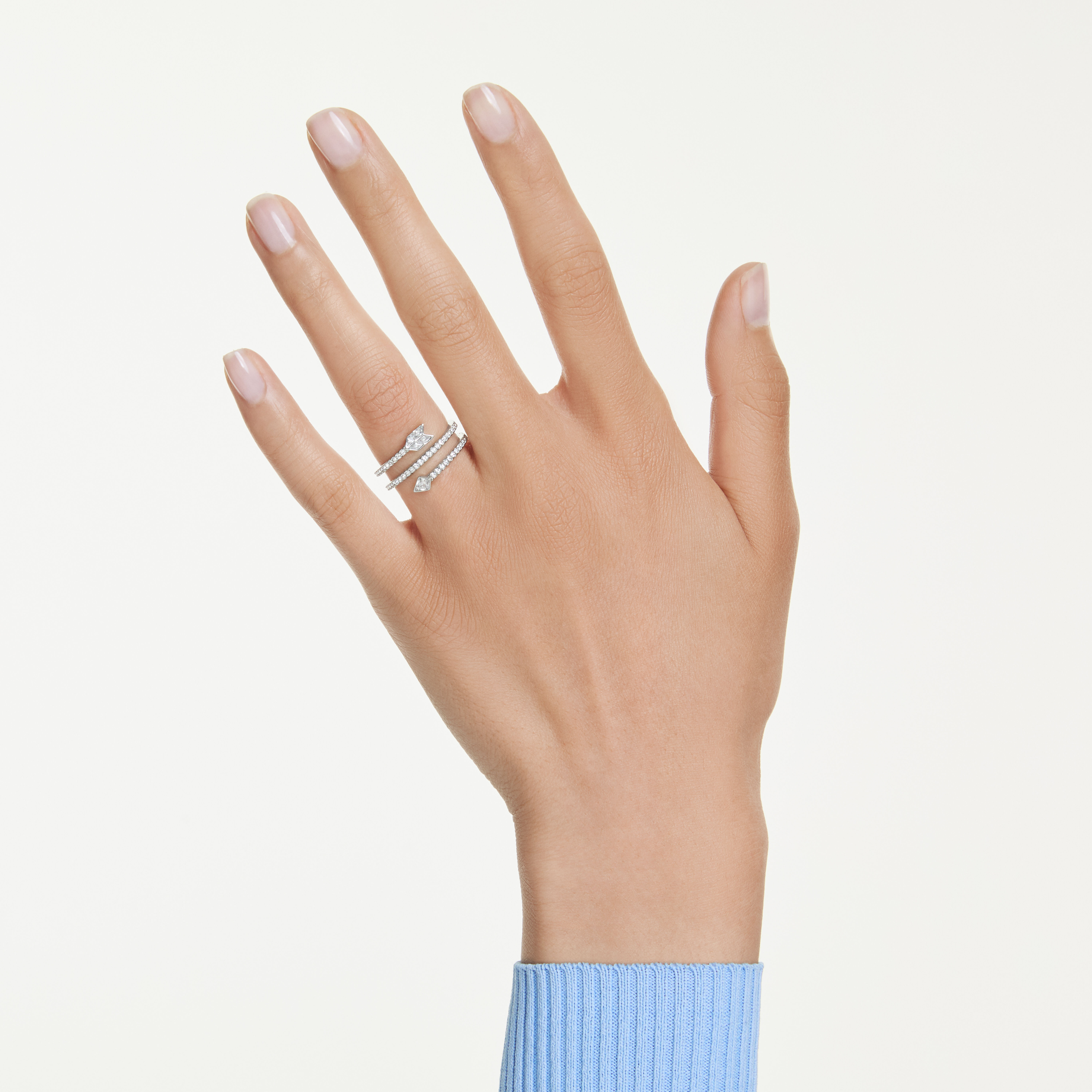 swarovski خاتم موتيف idyllia، قطع متنوع، شكل سهم، لون أبيض، طلاء روديوم