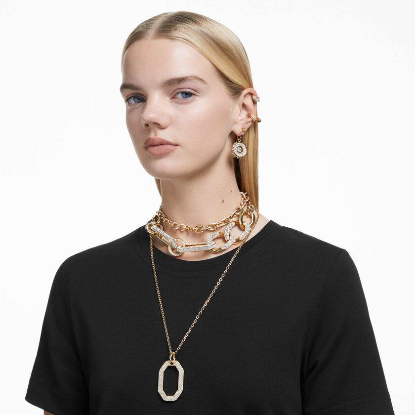 swarovski عقد dextera، أحجار كريستال صغيرة متراصة، لون أبيض، طلاء ذهبي