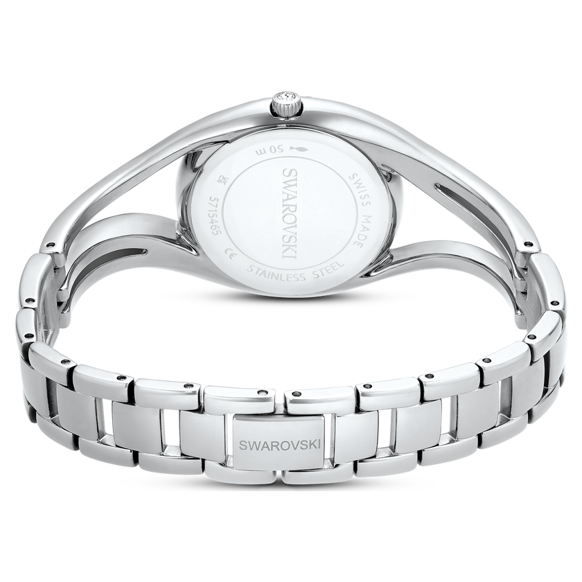 swarovski ساعة hyperbola bangle، سويسرية الصنع، سوار معدن، لون فضي، ستانلس ستيل