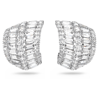 swarovski أقراط hyperbola، كبيرة، لون أبيض، طلاء روديوم