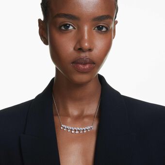 swarovski عقد idyllia، قطع متنوع، على شكل ندفة ثلج، لون أبيض، طلاء روديوم