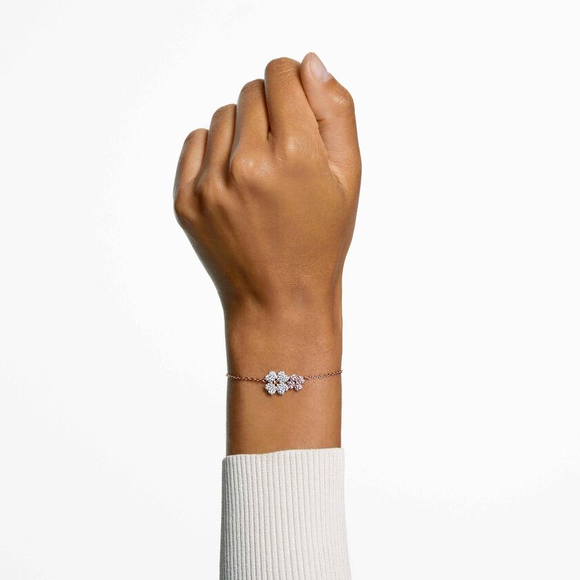 swarovski سوار latisha، على شكل زهرة، ألوان متعددة، طلاء ذهبي وردي