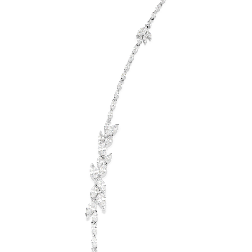 swarovski عقد متعدد الخيوط mesmera، قطع ماركيز، لون أبيض، طلاء روديوم