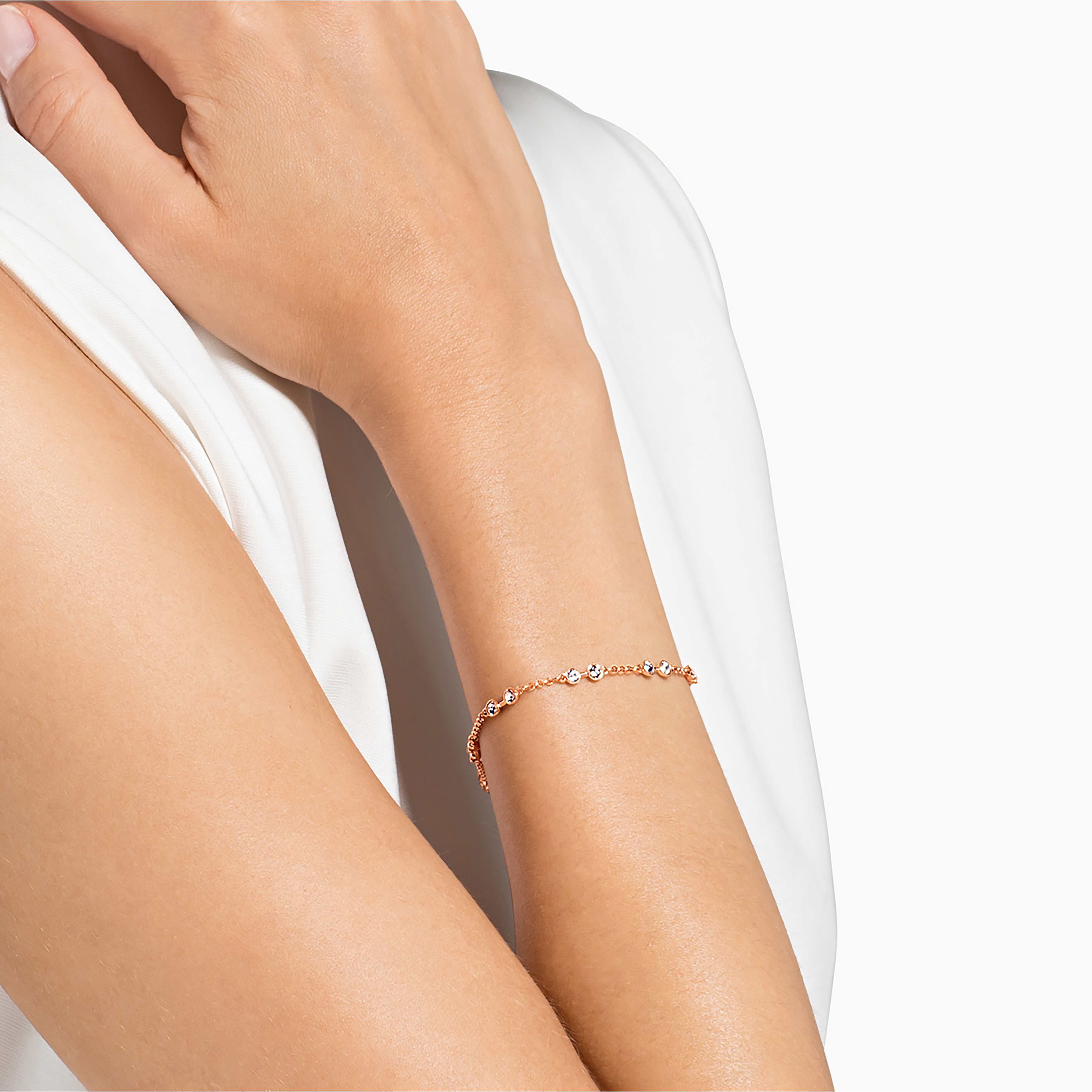 سوار swarovski remix ، لون أبيض،  طلاء ذهبي وردي