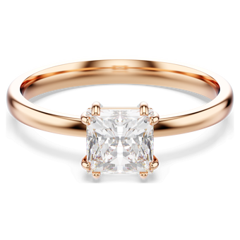 swarovski attract ring square cut white rose gold tone plated