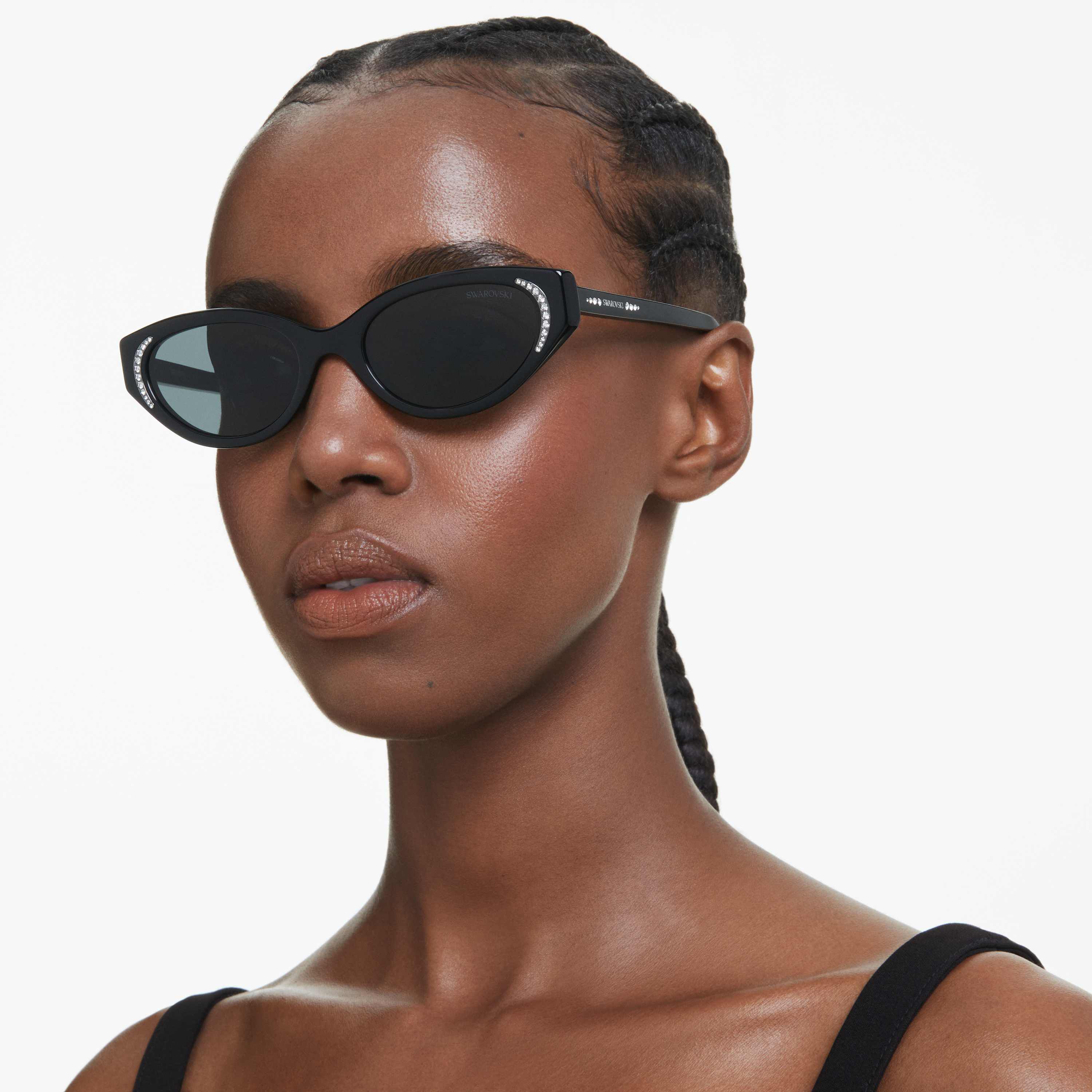 swarovski نظارة شمسية، على شكل عين القطة، sk6030، لون أسود