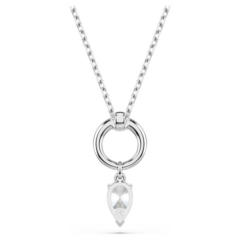 swarovski قلادة mesmera، شكل كمثرى، لون أبيض، طلاء روديوم
