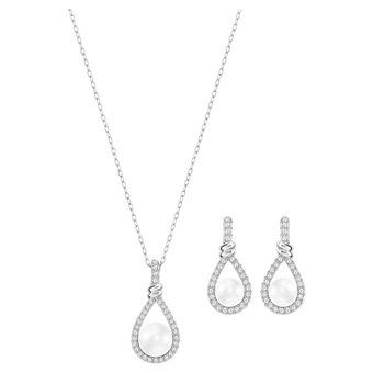 swarovski طقم enlace، لون أبيض، طلاء روديوم