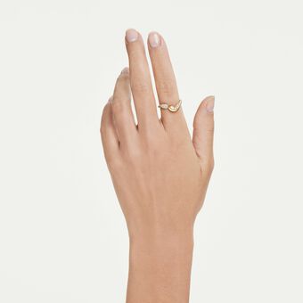swarovski خاتم مفتوح classica، قطع مستدير، لون أبيض، فضة استرليني، لمسة نهائية من الذهب عيار 18 قيراط