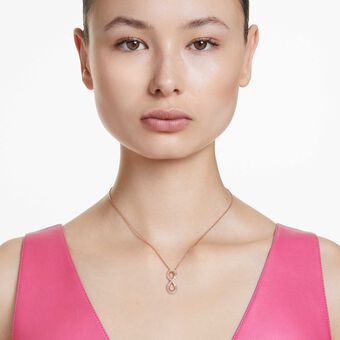 swarovski قلادة hyperbola، شكل إنفينيتي، لون أبيض، طلاء ذهبي وردي