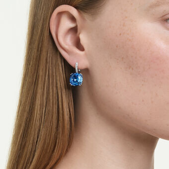 swarovski أقراط متدلية millenia، قطع كوشن، لون أزرق، طلاء روديوم