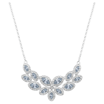 swarovski عقد baron، على شكل ورقة شجر، لون رمادي، طلاء روديوم