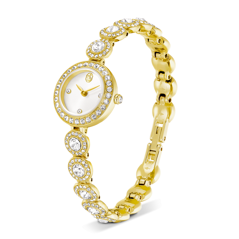 swarovski ساعة una angelic، سوار كريستال، لون ذهبي، لمسة نهائية باللون الذهبي